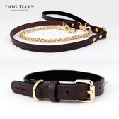 [DOGDAYS] 이태리 수제가죽줄★클래식 가죽목줄+리드줄 세트 브라운(XS~2XL) <font color=＂#0054FF＂> 각인펜던트 무료증정</font>
